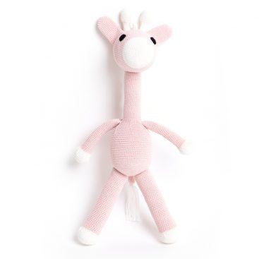 Giraffa bambolotto rosa all'uncinetto
